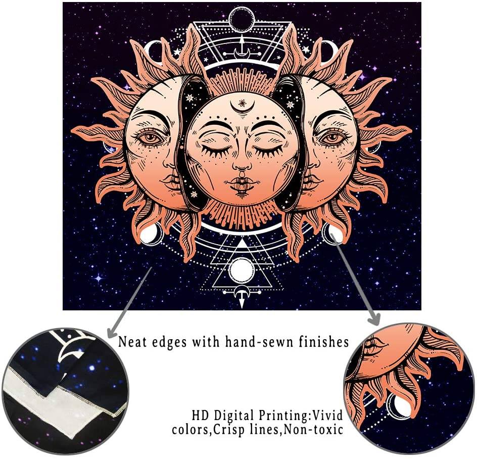 Tapestry Sun Moon Faces Starry night