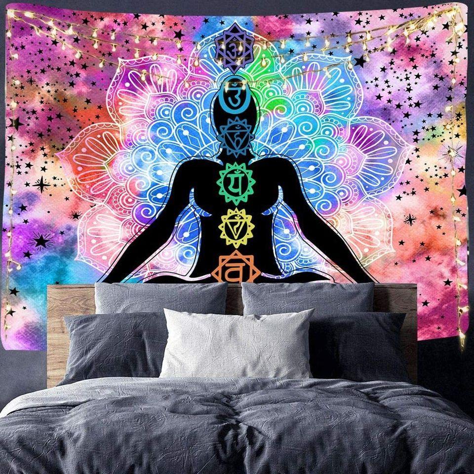 Beautiful Tie-Dye 7 Chakra Yoga Mediation Tapestry