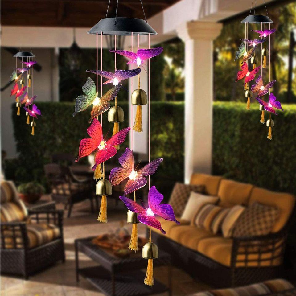 Beautiful Butterfly Bell solar wind chimes - Black
