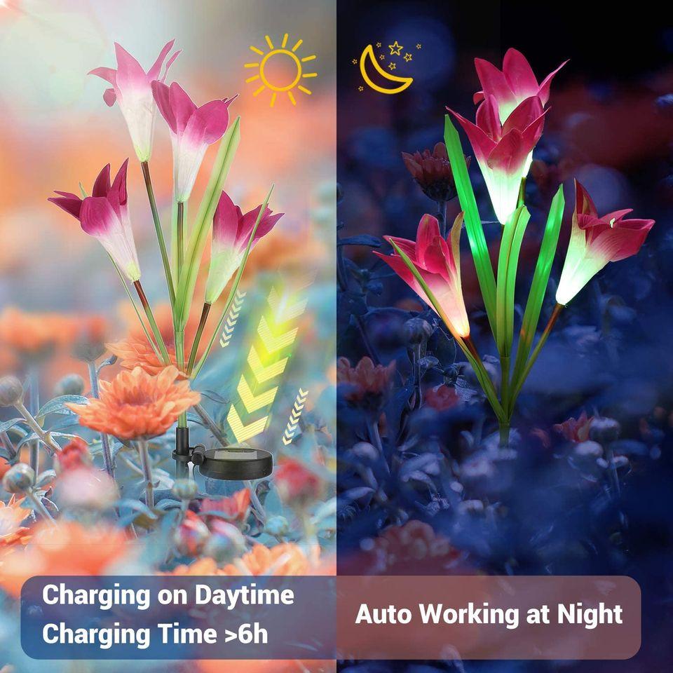Gorgeous Solar Lily Garden Stake Lights - 3 Pack