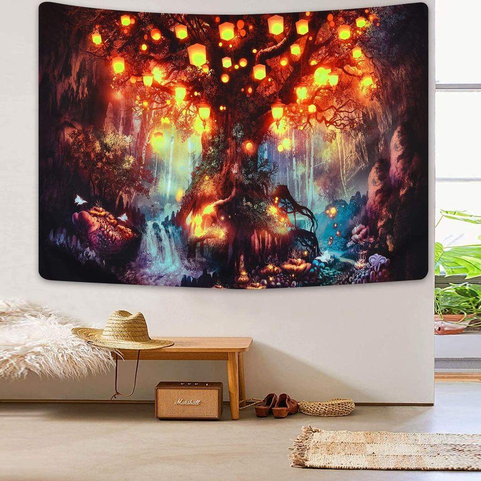 Mystical Waterfalls Under Ancient Enchanted Tree Tapestry