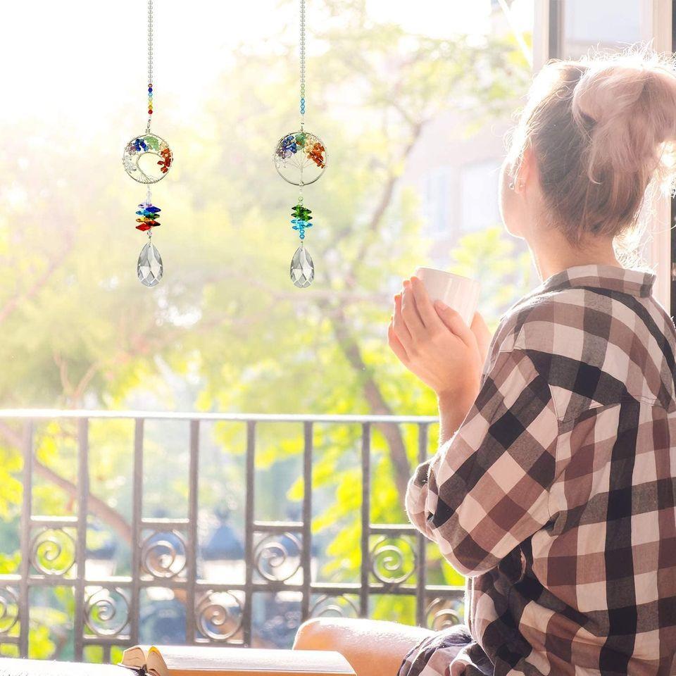 Handmade Gorgeous Tree of life 7 chakra sun catcher