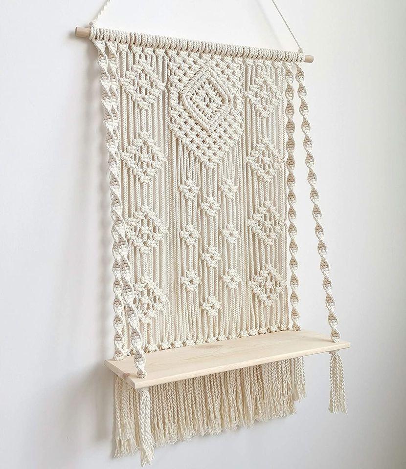 Handmade Macrame Hanging Shelf Boho Rope Plant Hanger