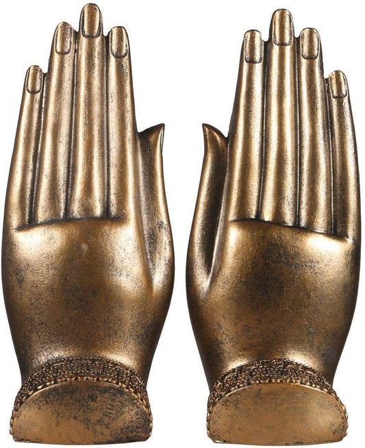 Blissful Buddha Sitting in Hand Statue Buddhist Figurines Gold