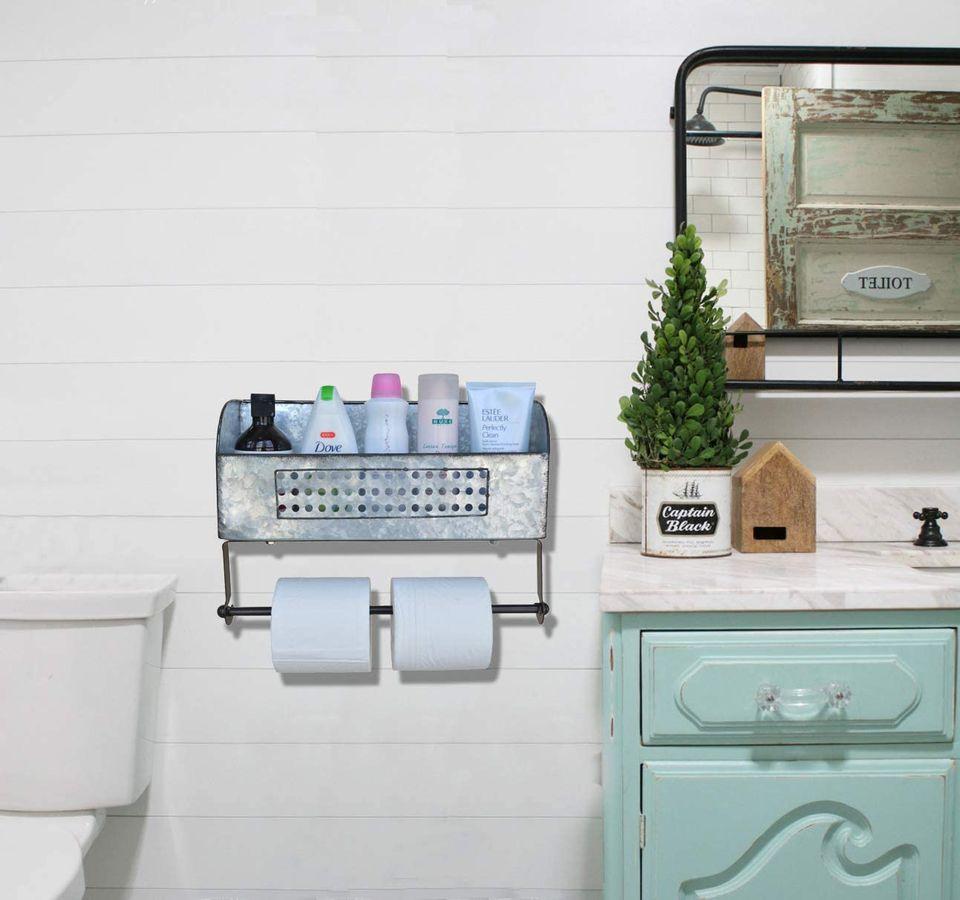 Farmhouse Vintage Style Galvanized Metal Storage/Holder/Rack