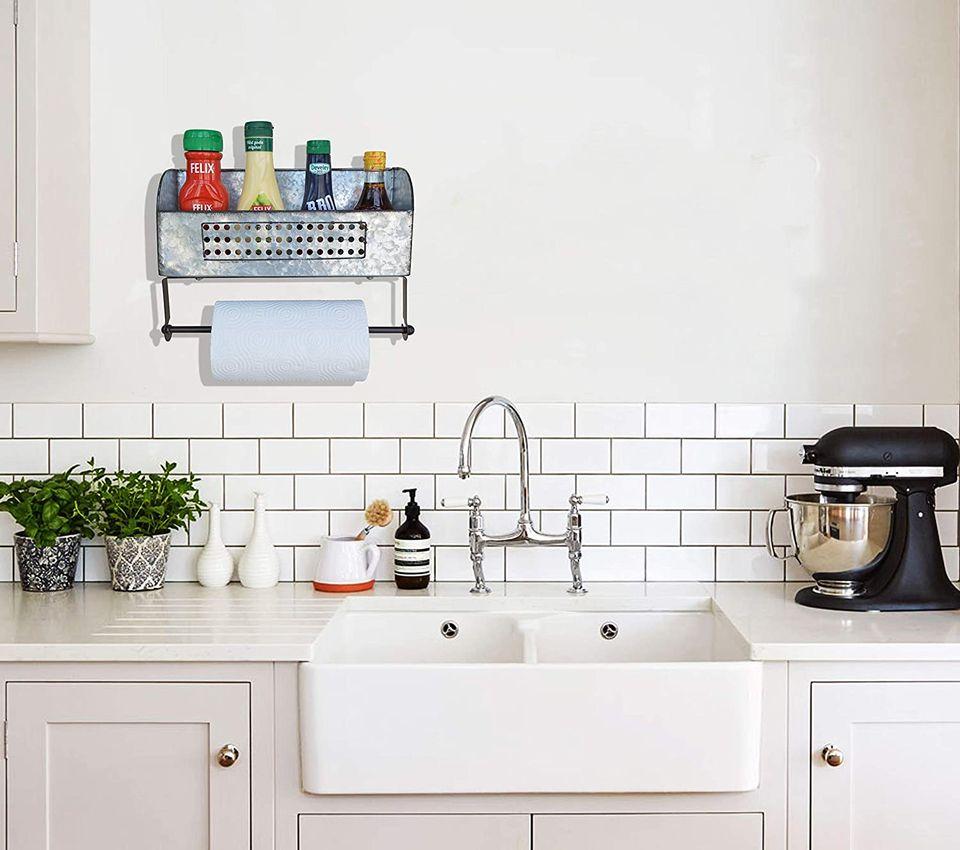 Farmhouse Vintage Style Galvanized Metal Storage/Holder/Rack