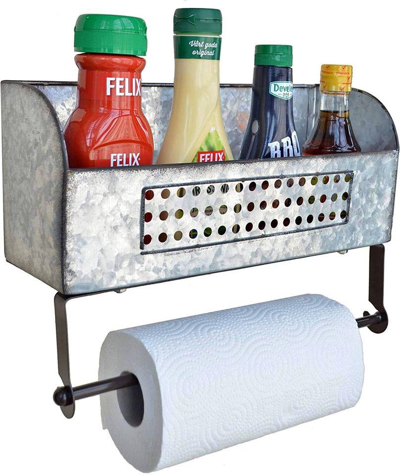 Farmhouse Vintage Style Galvanized Metal Storage/Holder/Rack