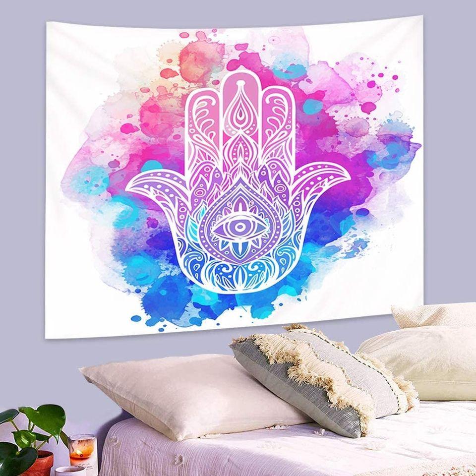 The Hand of Hamsa Bohemian Colorful Tapestry