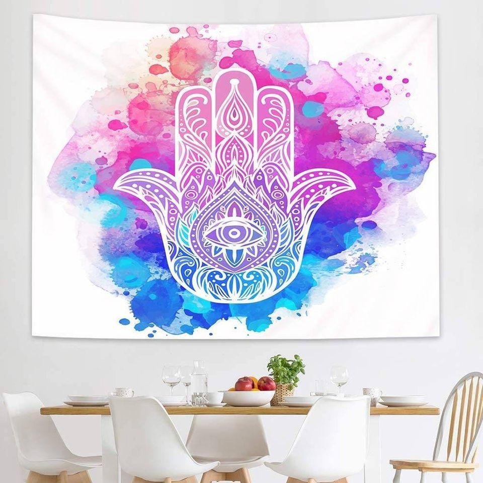 The Hand of Hamsa Bohemian Colorful Tapestry