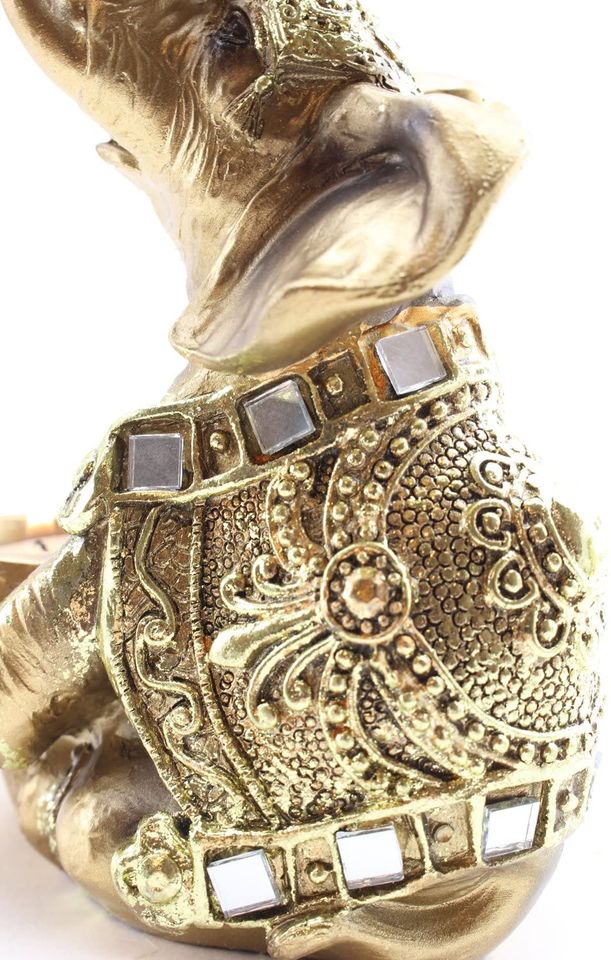 Lucky Figurine Elephant Buddha Wraps Tea Light Candle Holder