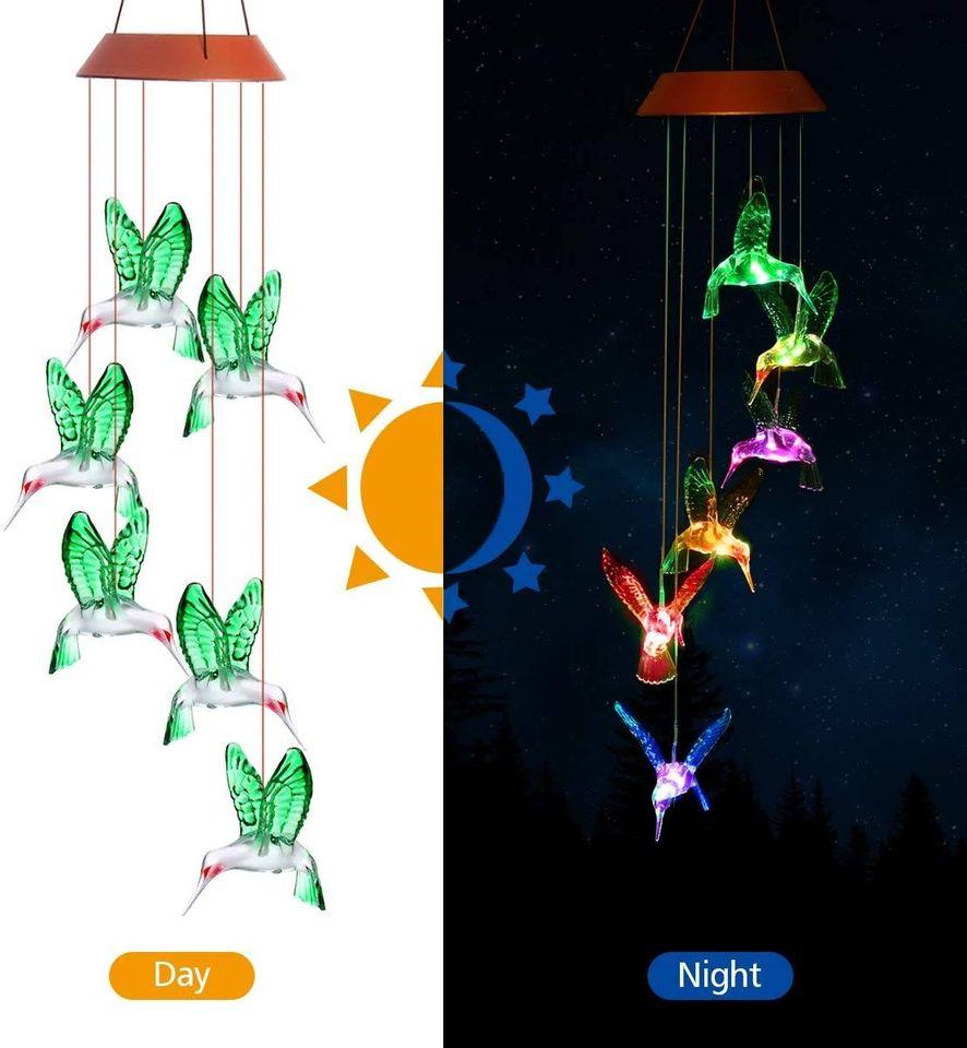Color Changing Solar Hummingbird Wind Chime