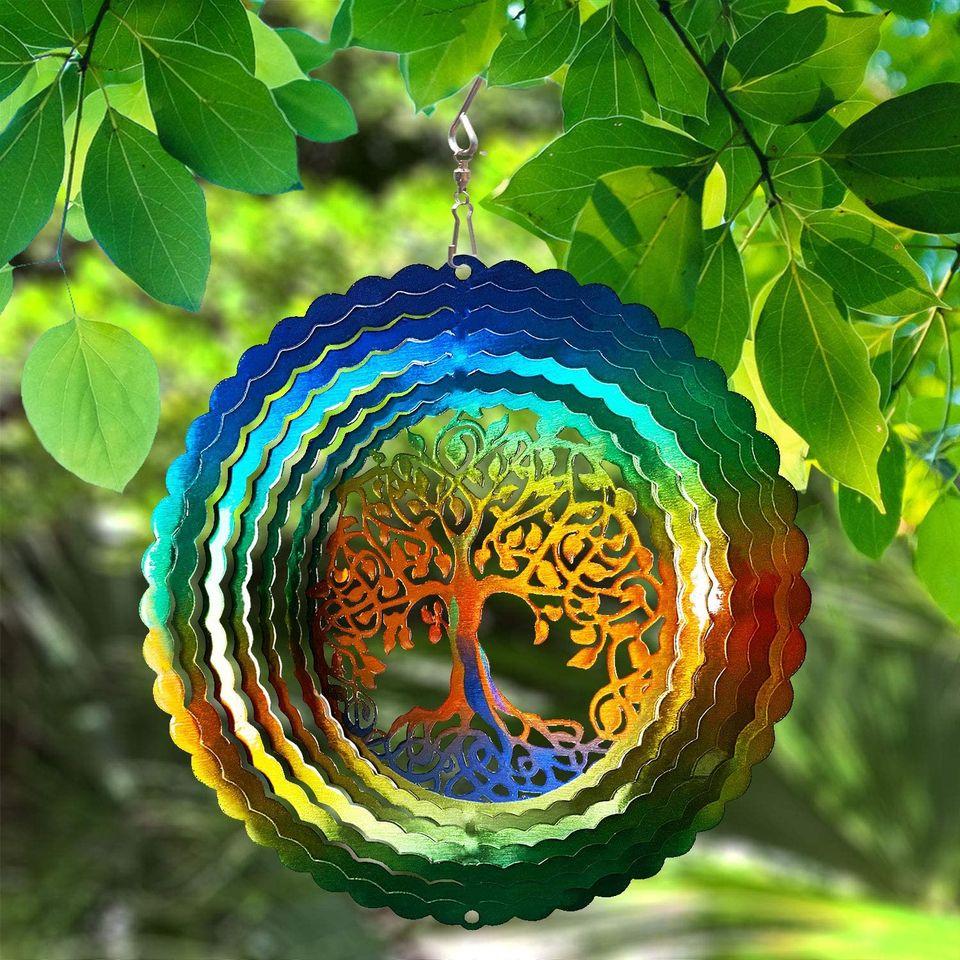 Multi Color Tree of Life Stainless Steel Wind Spinner