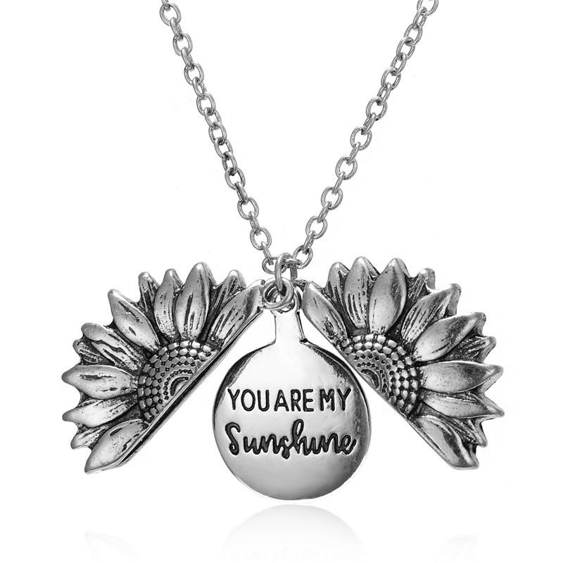 Vintage Sunflower "My Sunshine" Locket - Gold