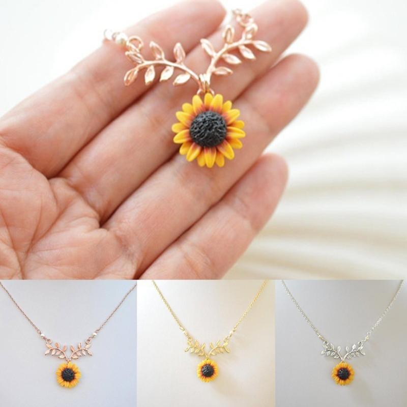 Simple Sunflower Leaf necklace - Silver
