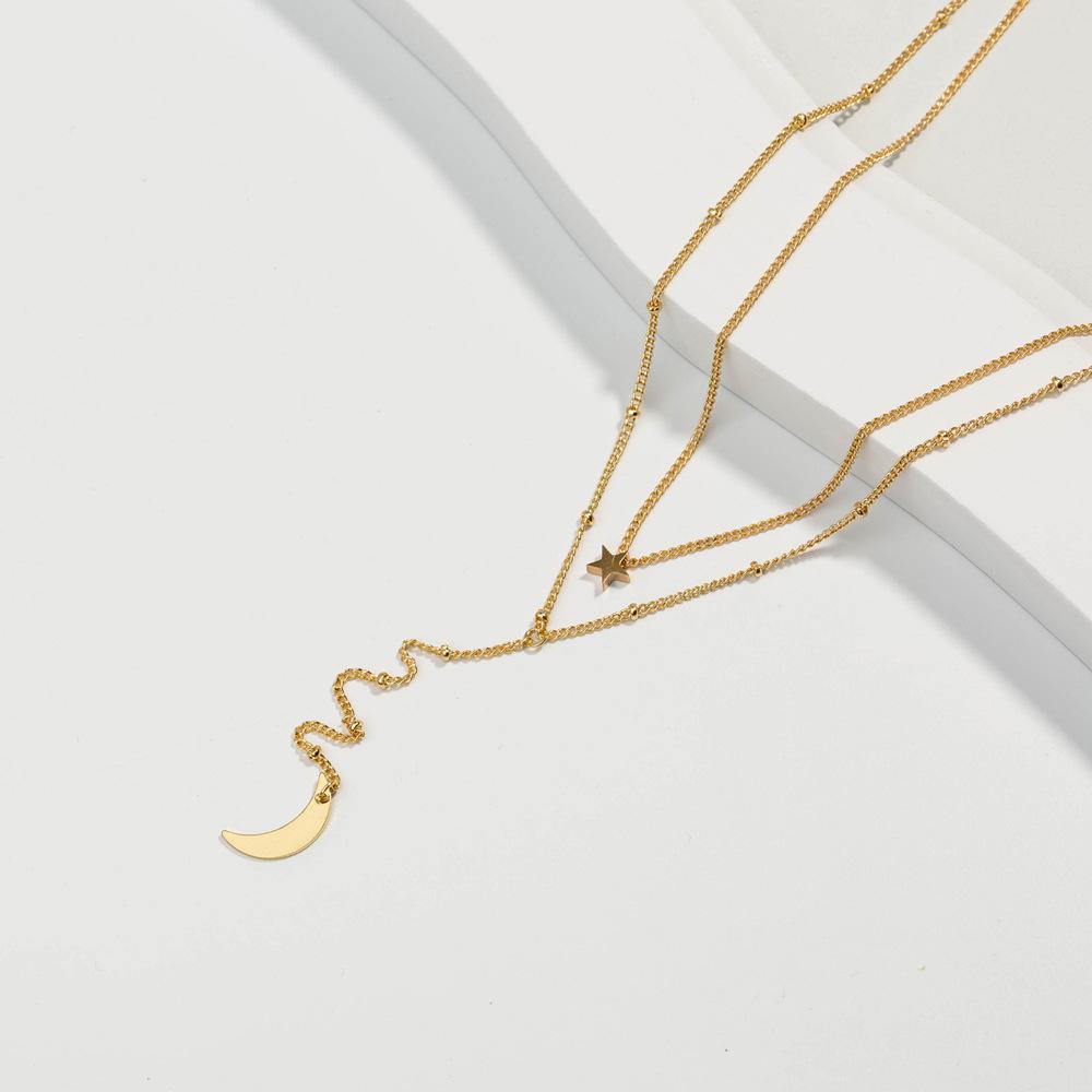 Layered European Chic Choker Moon and Star