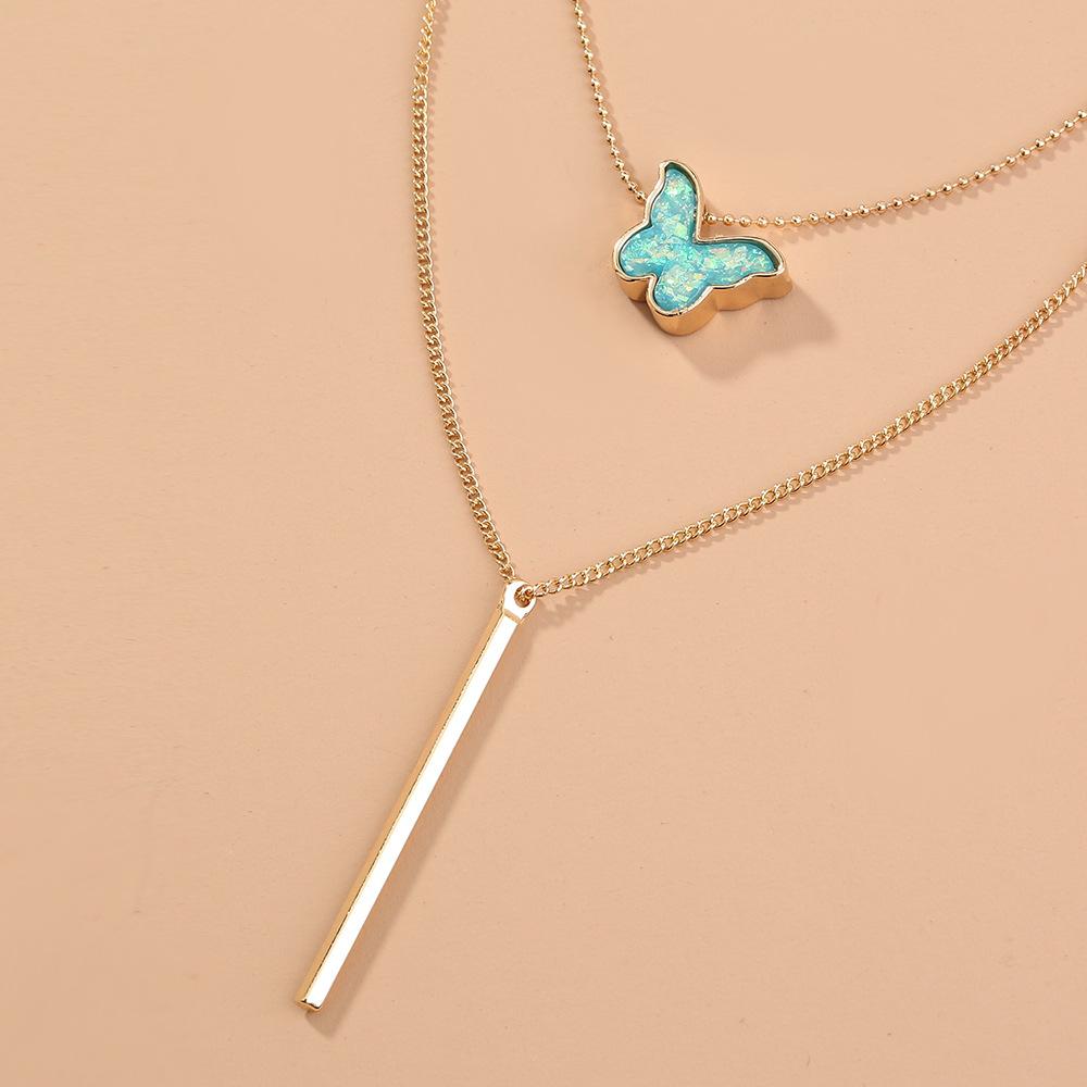 Classy Triple Layer Butterfly, choker, Dangle Bar Necklace
