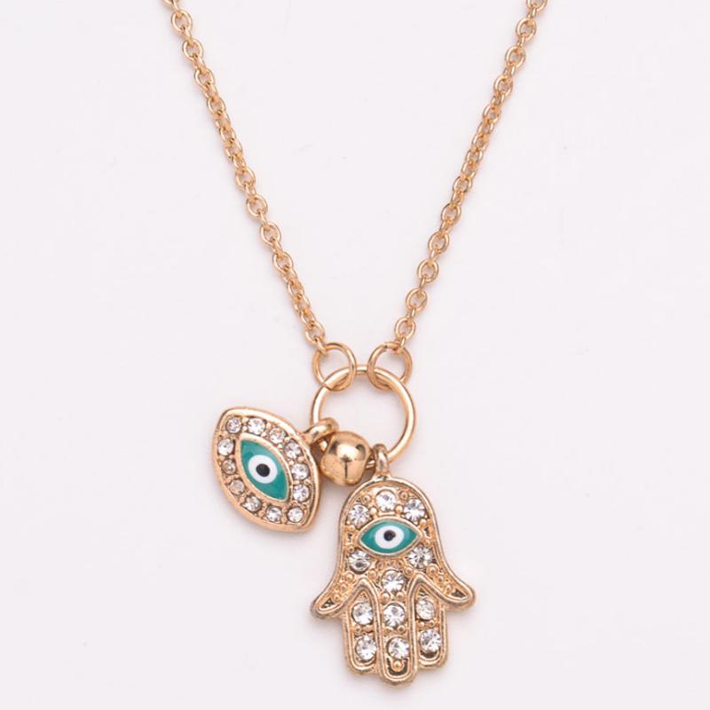 BoHo Evil Eye Hamsa Pendant Gold Plated