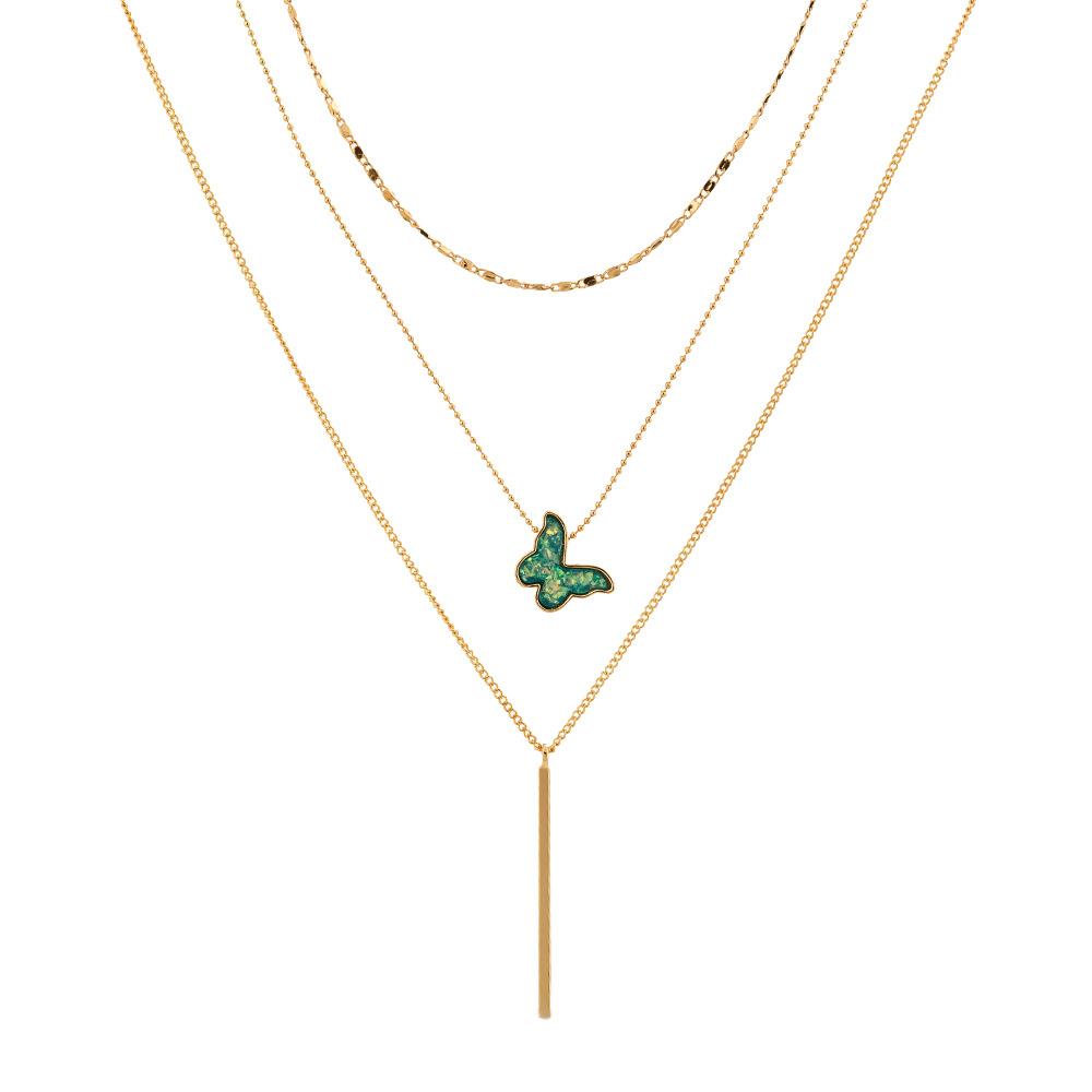 Classy Triple Layer Butterfly, choker, Dangle Bar Necklace