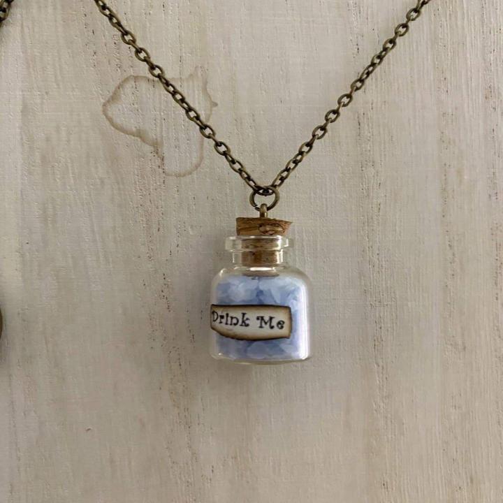 "Alice In Wonderland Inspired Artwork" Glow In The Dark - Drink Me - Potion Necklace