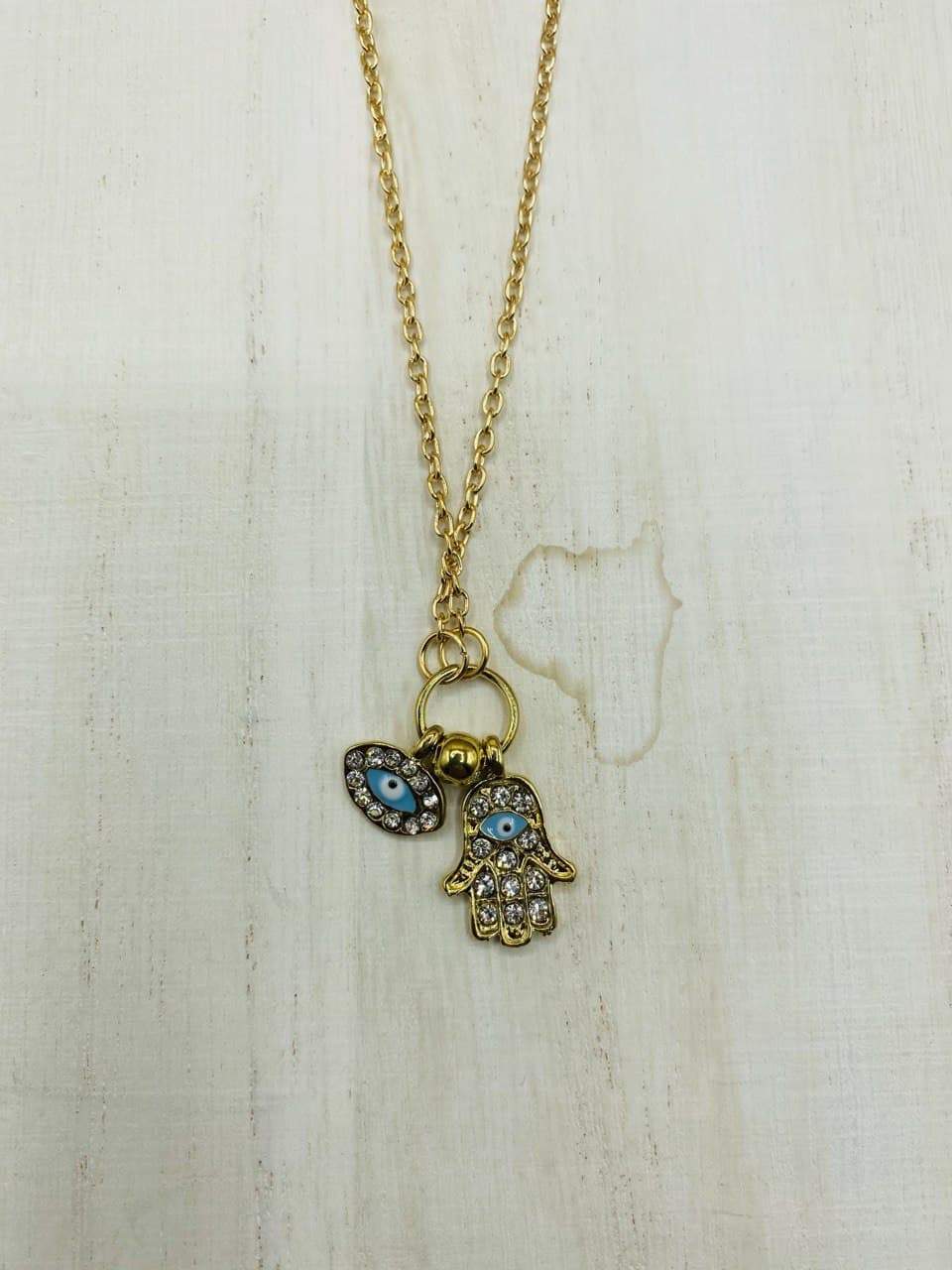 BoHo Evil Eye Hamsa Pendant Gold Plated