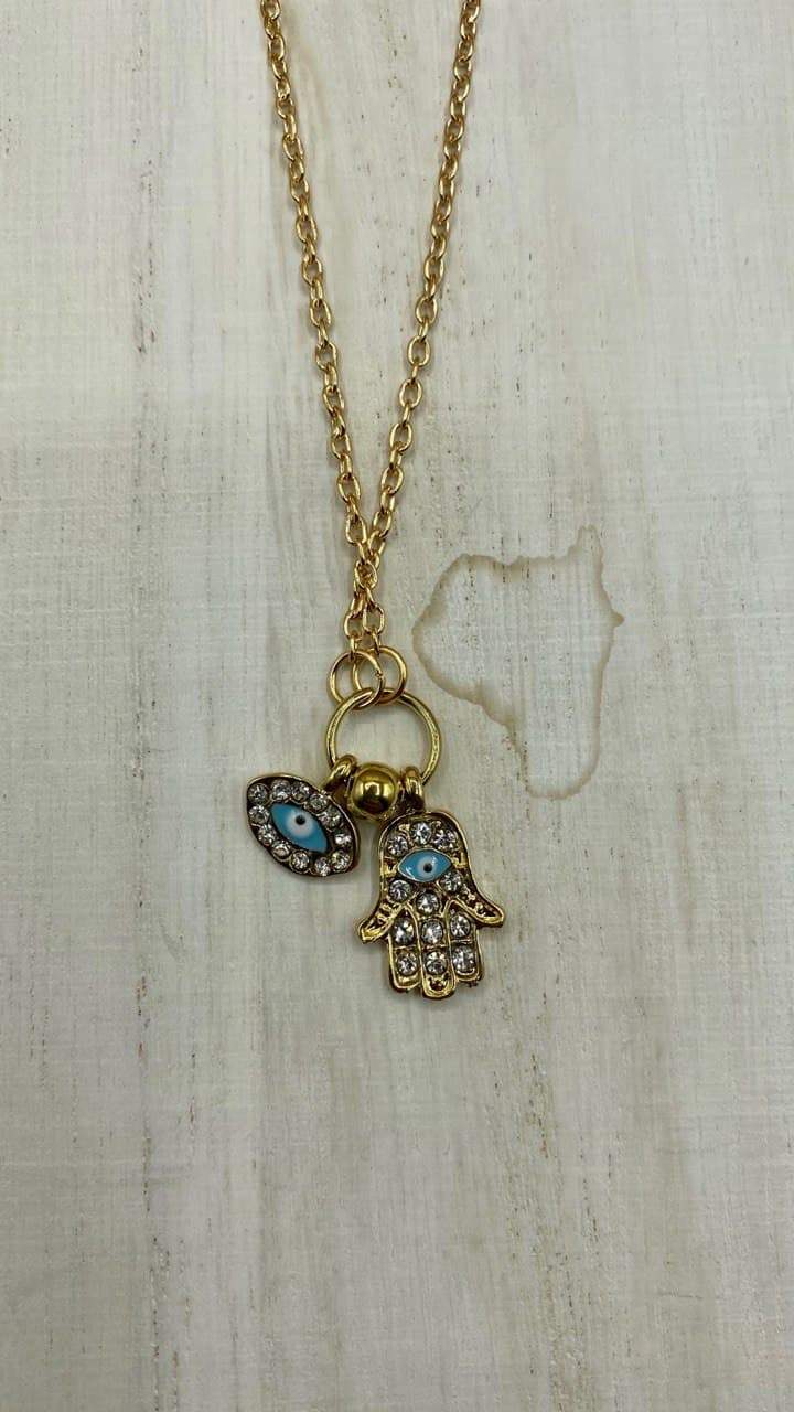 BoHo Evil Eye Hamsa Pendant Gold Plated