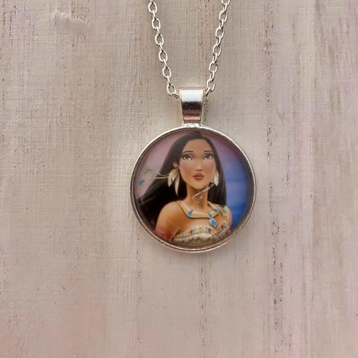 "Princess Pocahontas" Inspired Art Print on Glass Pendant