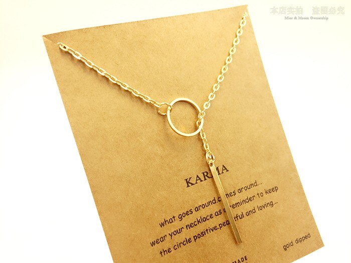 "Karma" Choker with Circle and Drop Bar On Message Gift Card
