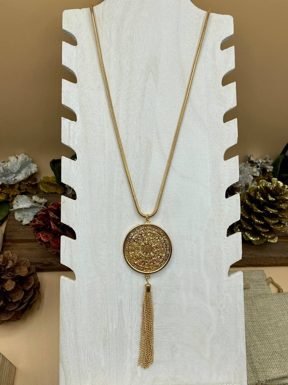 Vintage Boho Long Talisman Sweater Tassel Necklace