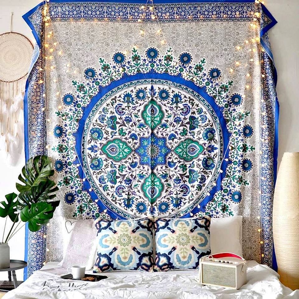 Blue Mandala Sunflower BIG Tapestry