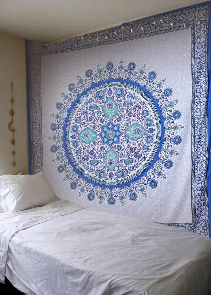 Blue Mandala Sunflower BIG Tapestry