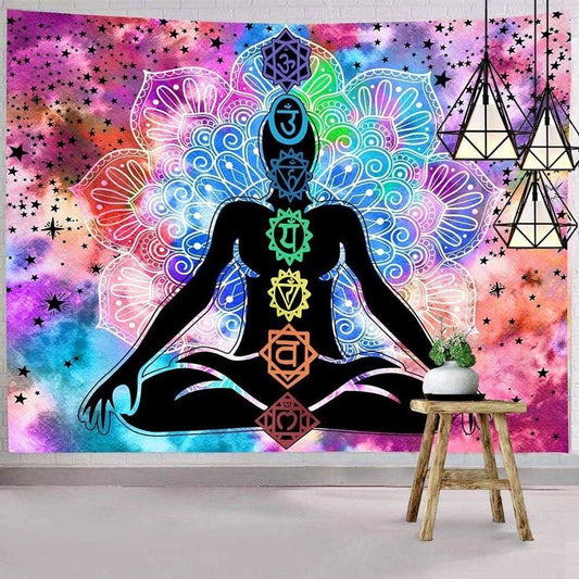 Beautiful Tie-Dye 7 Chakra Yoga Mediation Tapestry