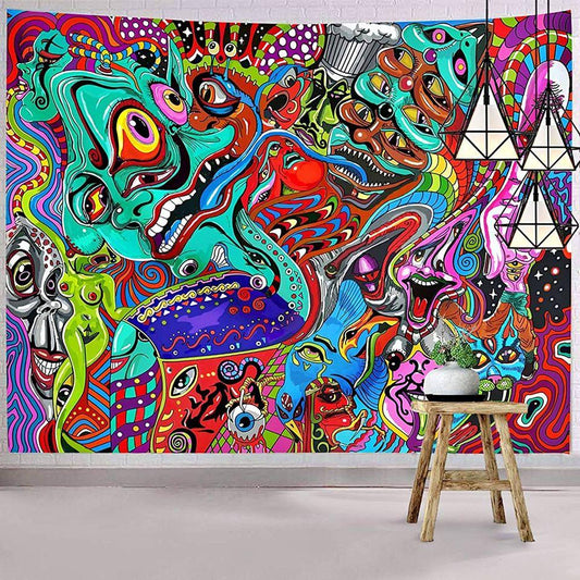 Vivid Psychedelic Trippy Bohemian Tapestry