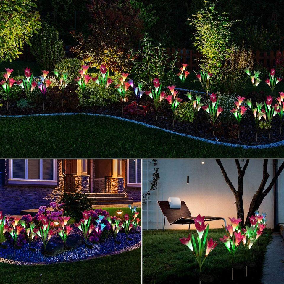 Gorgeous Solar Lily Garden Stake Lights - 3 Pack