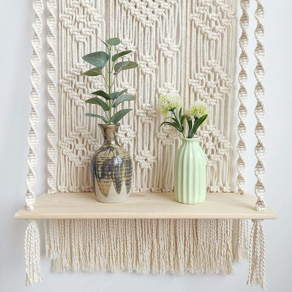 Handmade Macrame Hanging Shelf Boho Rope Plant Hanger