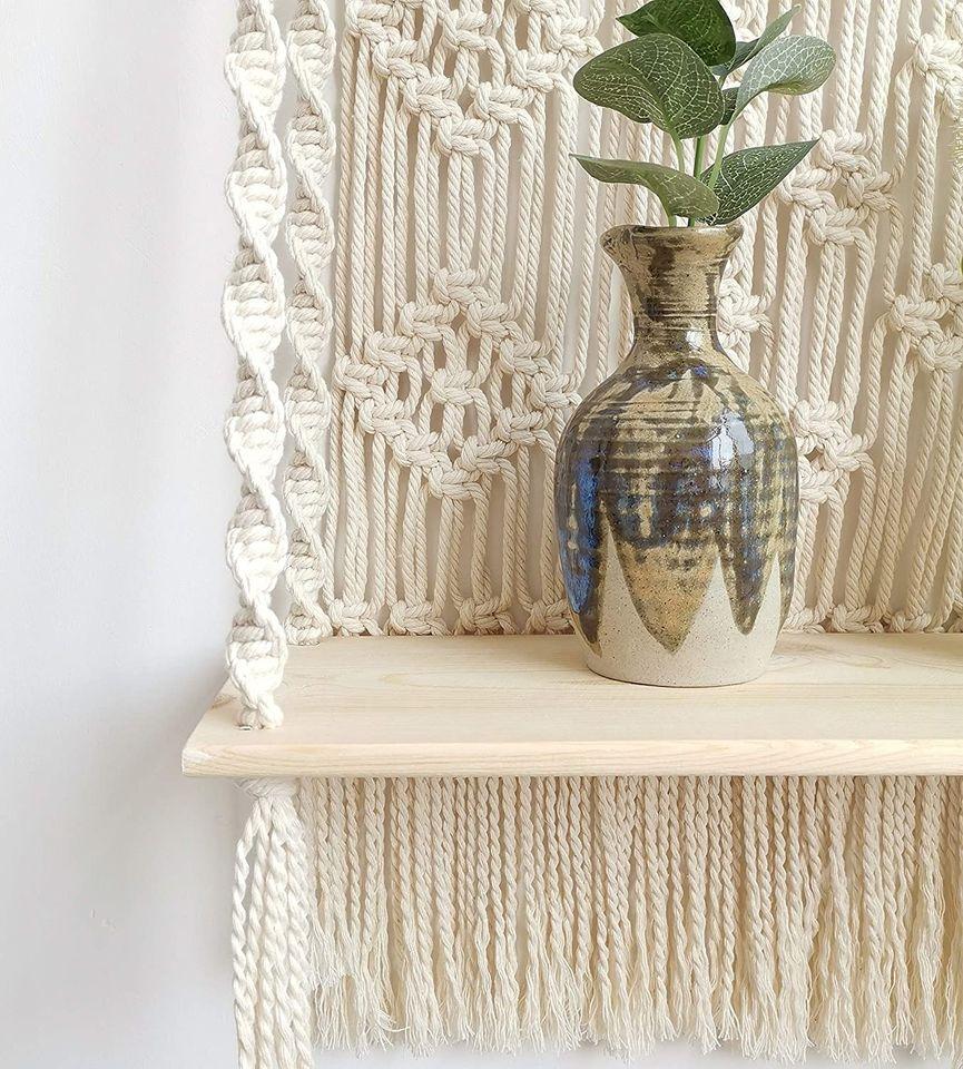 Handmade Macrame Hanging Shelf Boho Rope Plant Hanger