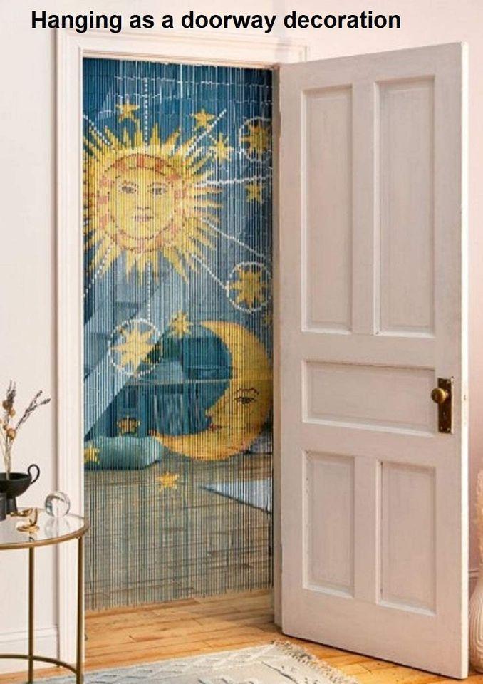 Cool Sun and Moon Bamboo Bead Curtain, Doorway
