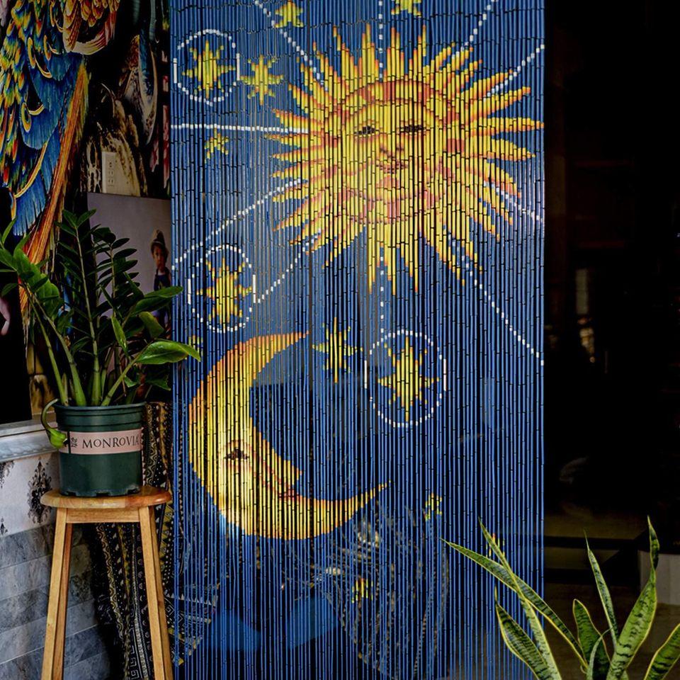 Cool Sun and Moon Bamboo Bead Curtain, Doorway