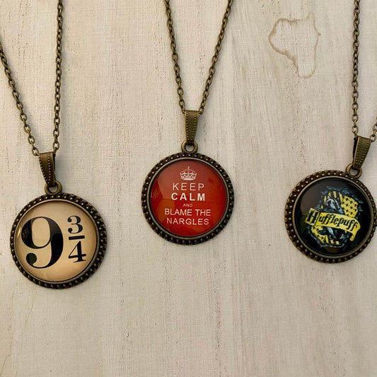 Hogwarts Inspired Artwork Pendant Necklaces - 3 Pack