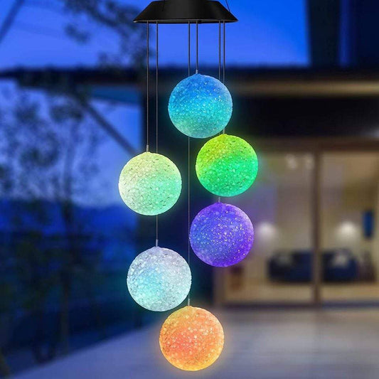Crystal Ball Color Changing Solar Power Wind Chime Spinner