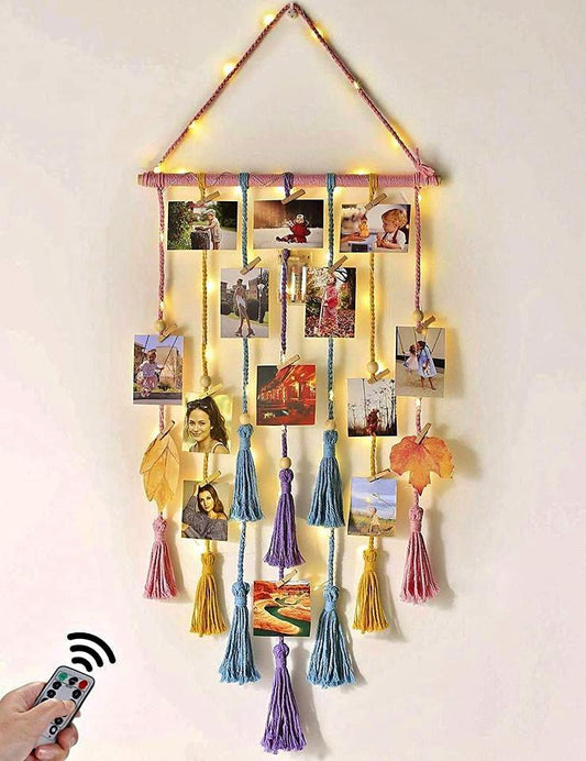 Elegant Macramé Wall Décor Hanging with Remote String Light