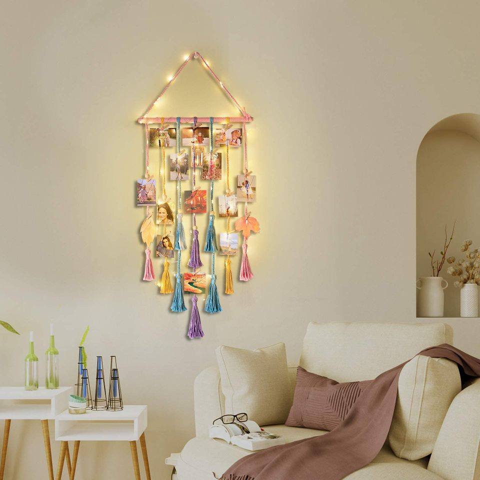 Elegant Macramé Wall Décor Hanging with Remote String Light