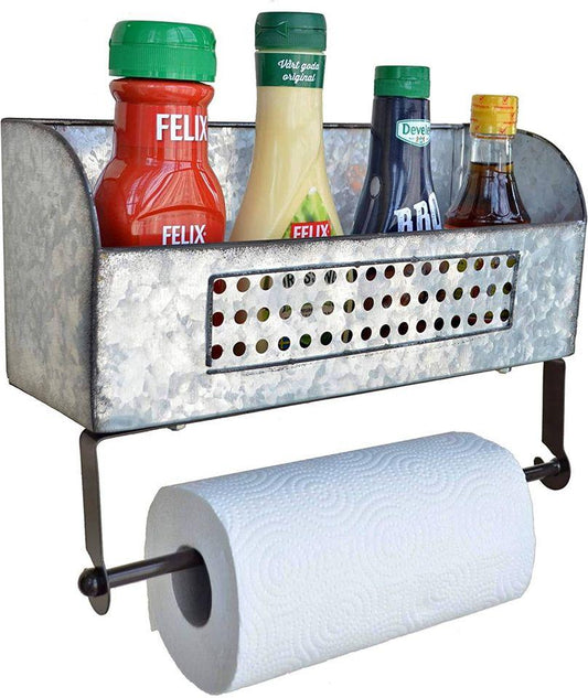 Farmhouse Vintage Style Galvanized Metal Storage/Holder/Rack