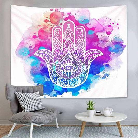 The Hand of Hamsa Bohemian Colorful Tapestry