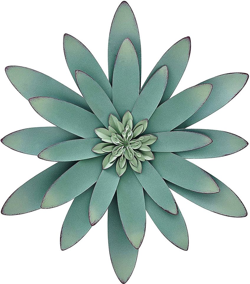 Mint Green Multiple Layer Flower Metal Wall Art Décor