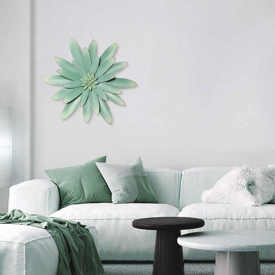 Mint Green Multiple Layer Flower Metal Wall Art Décor
