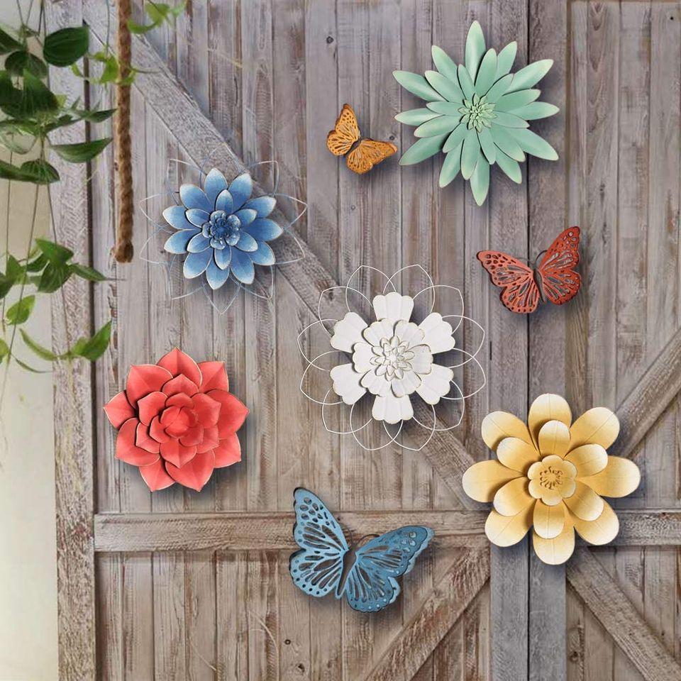 Mint Green Multiple Layer Flower Metal Wall Art Décor