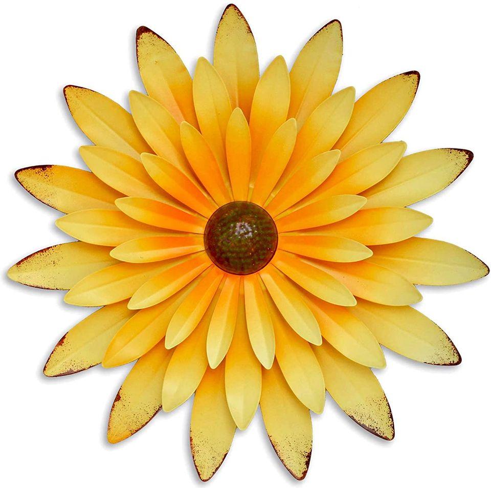 Lovely Yellow Metal Daisy Flower Wall Decor