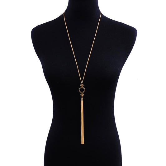 Hot Vintage Long Tassel Medallion Necklace - Circle Center