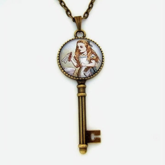 Alice In Wonderland Art Inspired Vintage Style Key Necklace