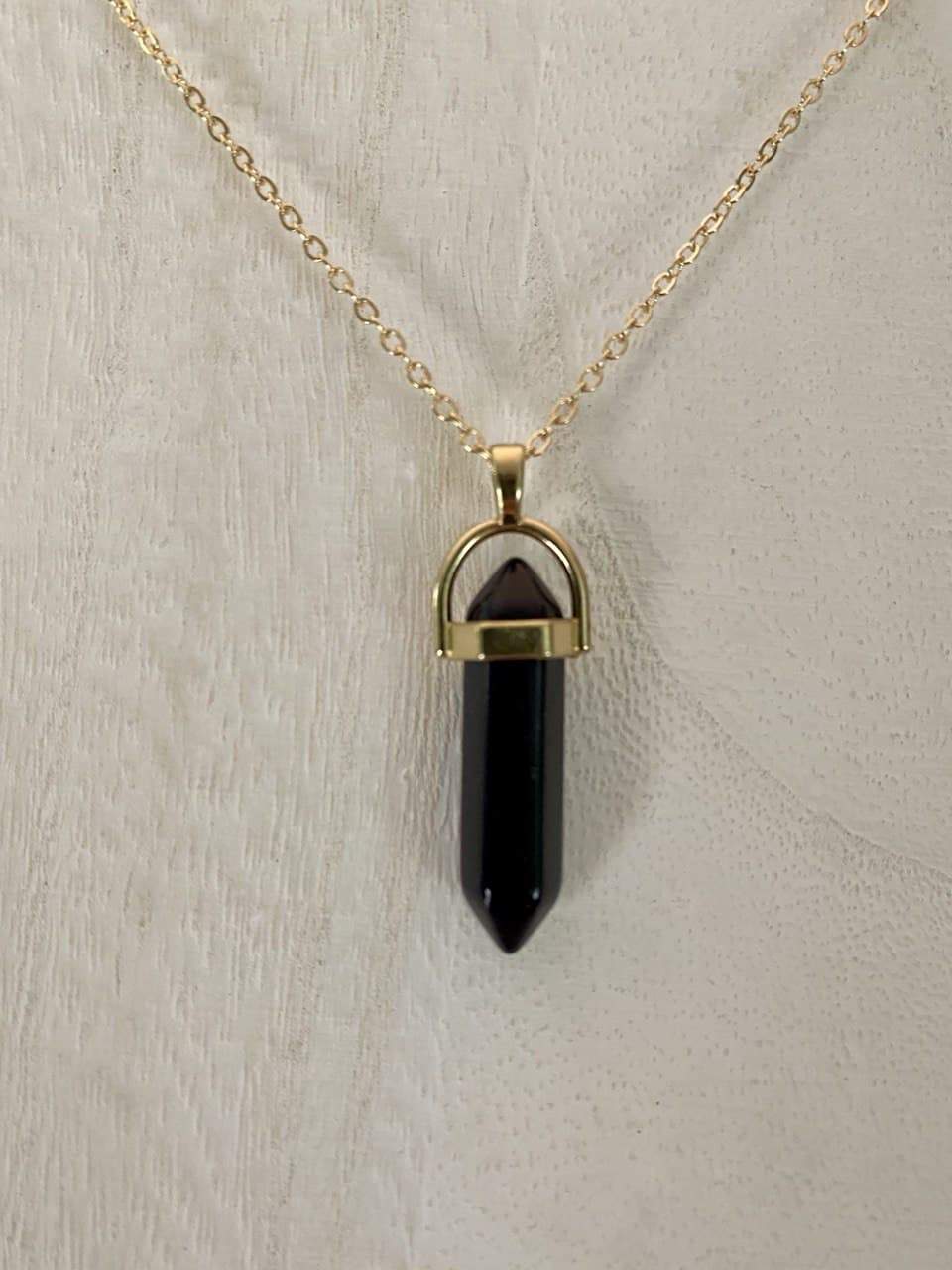 Healing Crystal Pendulum Stone with Stars and Moon Choker - Onyx